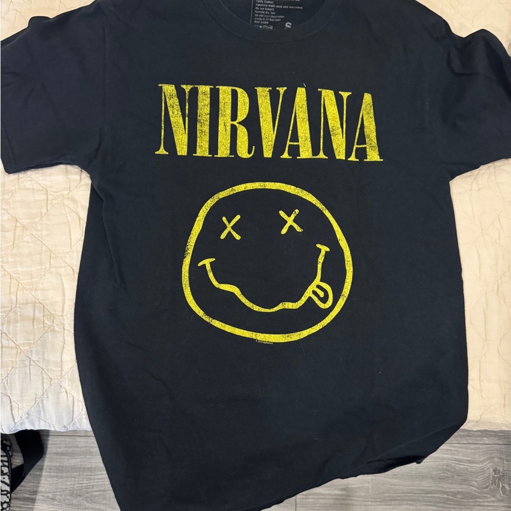 Nirvana Black T-Shirt with Yellow Logo